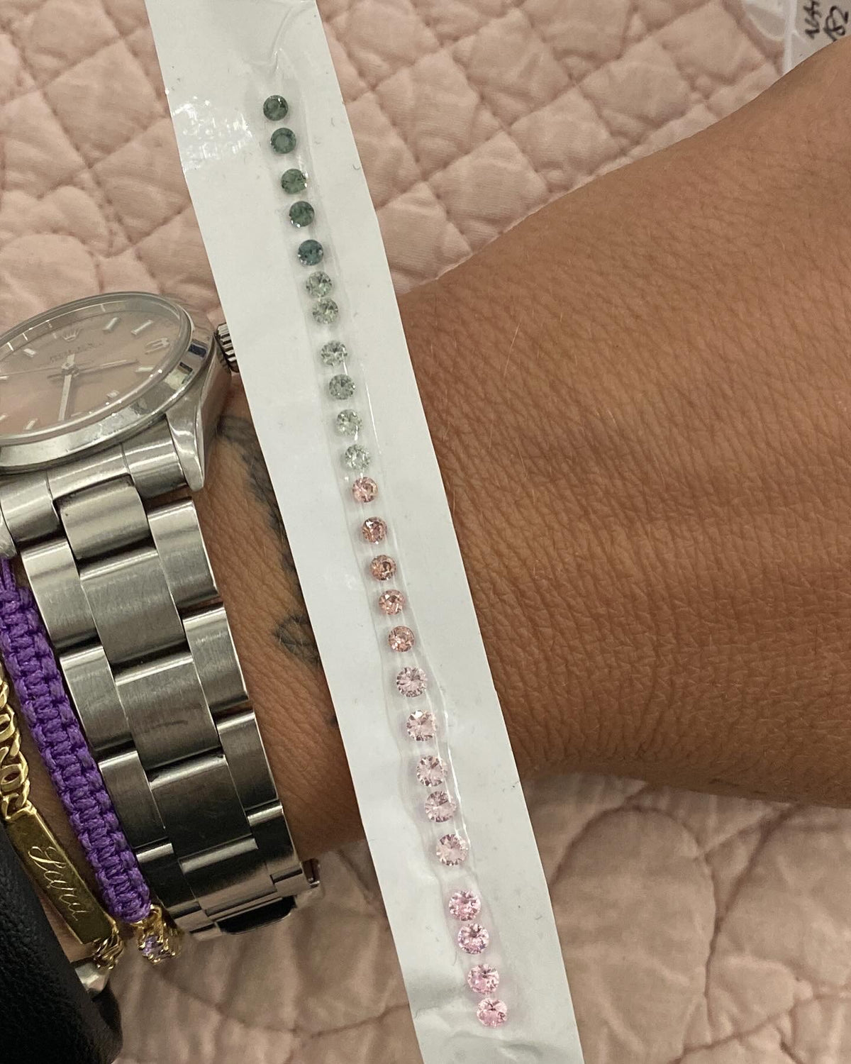 PINK, SAGE AND EUCALYPTUS TENNIS BRACELET